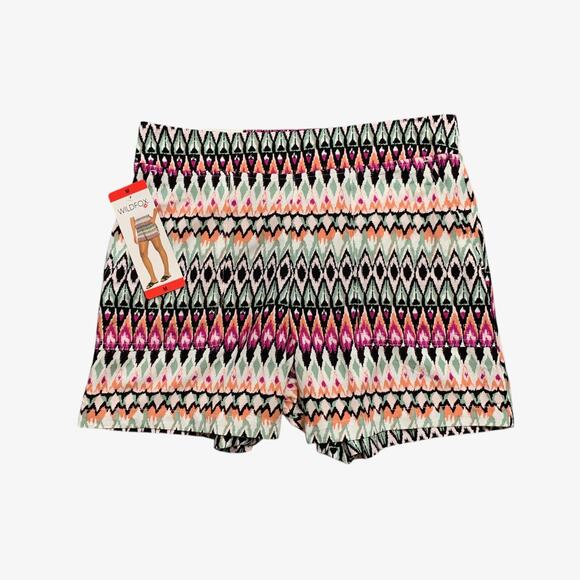 Wildfox Shorts Womens M Medium Orange Multi Relaxed Fit High Rise Pull On Pocket - Picture 1 of 13